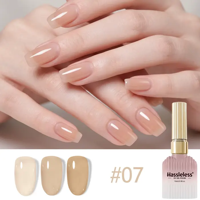 15ml Sans tracas # Gel UV Transparent Effet Café Lacté Nude 07
