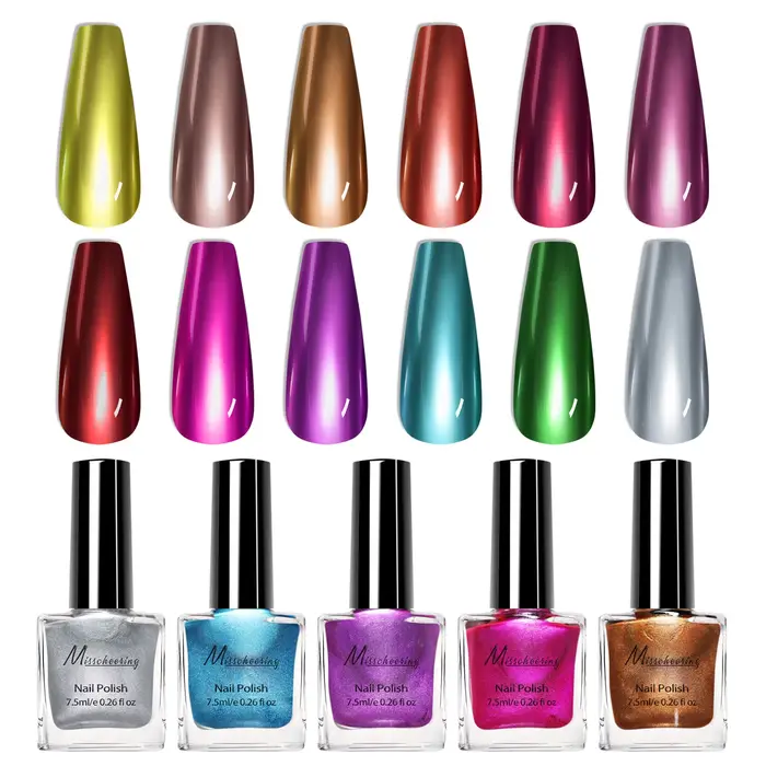 Vernis à ongles effet miroir en métal de couleur
