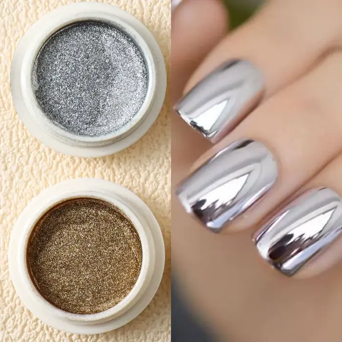 6pc or métallique miroir paillettes Nail Art poussière Rose or argent poudre UV Gel vernis Chrome frottant Pigment flocon manucure décor