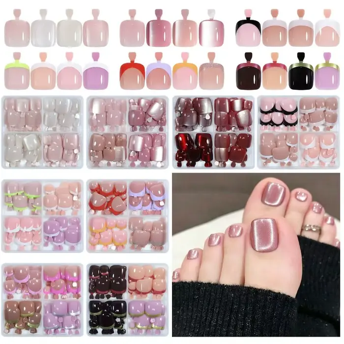 Faux ongles courts carrés pour les orteils