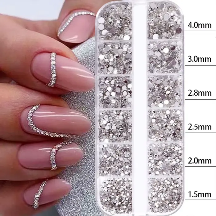 2400 pièces + pierres précieuses en cristal clair brillant strass pour ongles 1.5-4mm pierre de verr