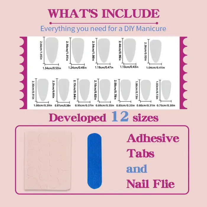 Nouveauté 2026 – 24 faux ongles longs et brillants