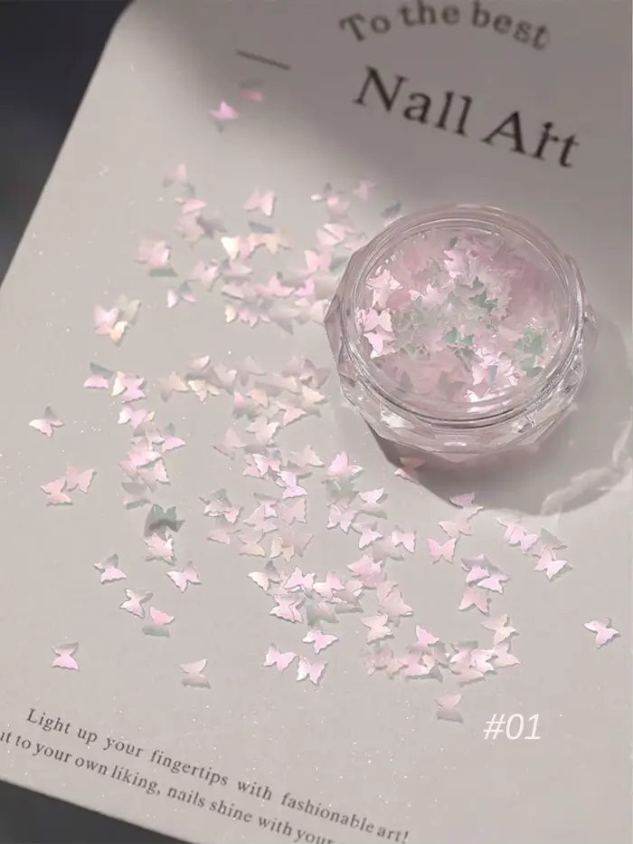 1/6 pièce rose fleur de cerisier paillettes nail art