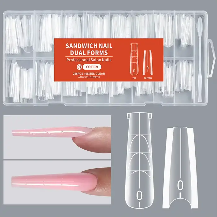 256 pièces/ensemble de formes à ongles sandwich