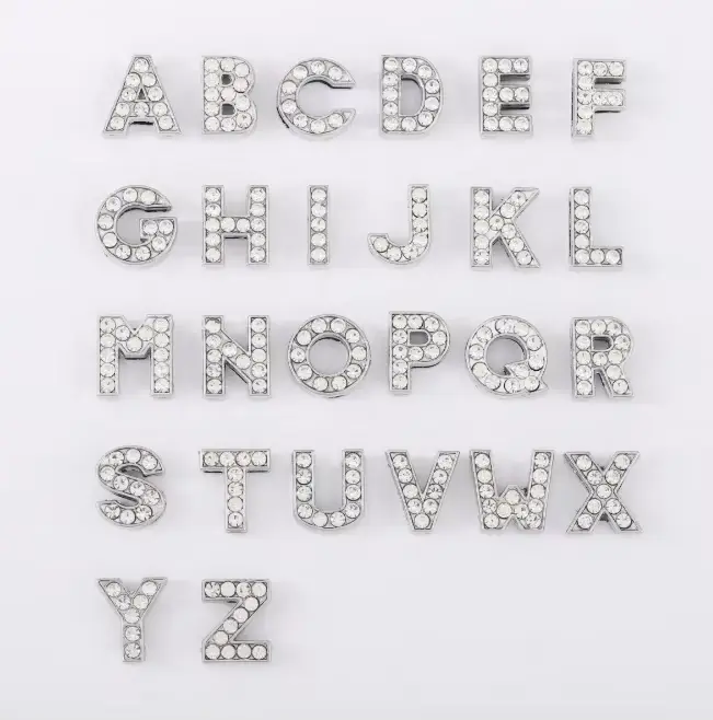 26 pièces/paquet Style européen et américain strass alliage lettre anglaise Nail Art décoration