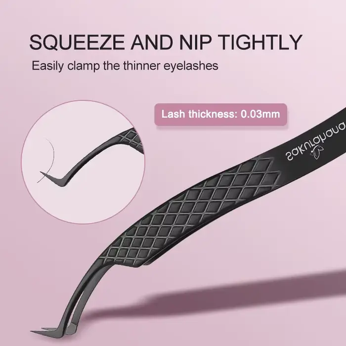SAKURAHANA pince à cils professionnelle pointe en Fiber noire pour Extensions de cils méga Volume ou