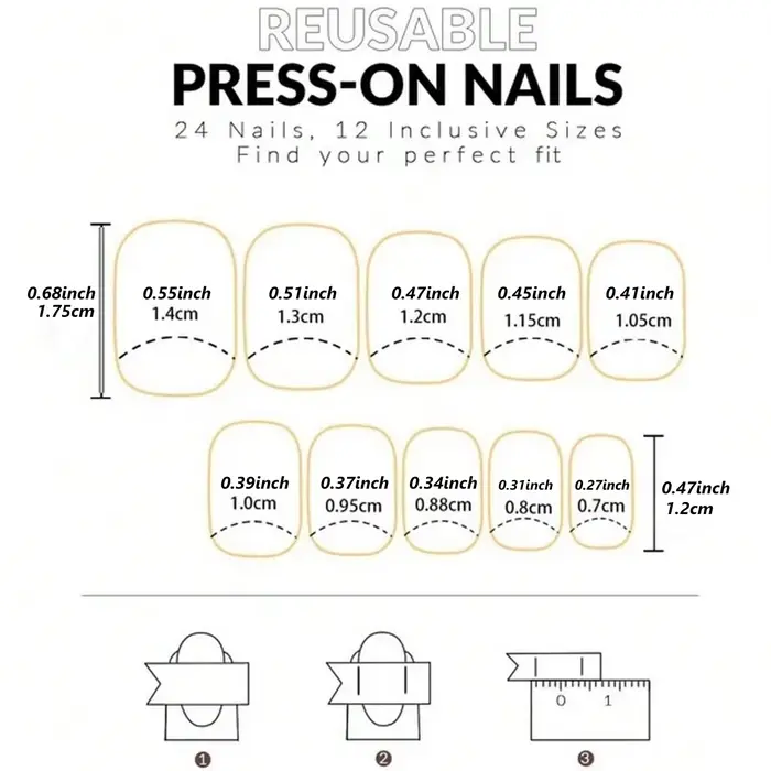 24 pièces d'ongles courts minimalistes français avec 1 lime et 1 gel gelée
