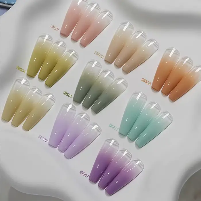 Gel UV/LED semi-permanent amovible 9 couleurs Morandi élégant à faible saturation pour motifs dégradés à faire soi-même