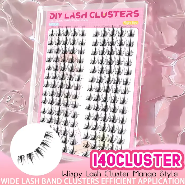 Kit d'extension de faux cils de style coréen à 140 grappes – Parfait pour le maquillage cosplay et l