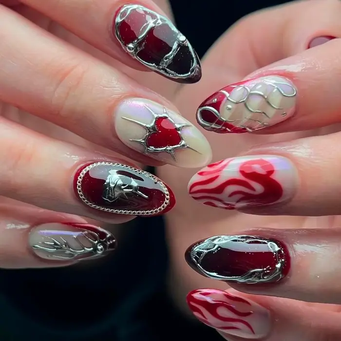 Faux ongles 3D pour la saint-valentin