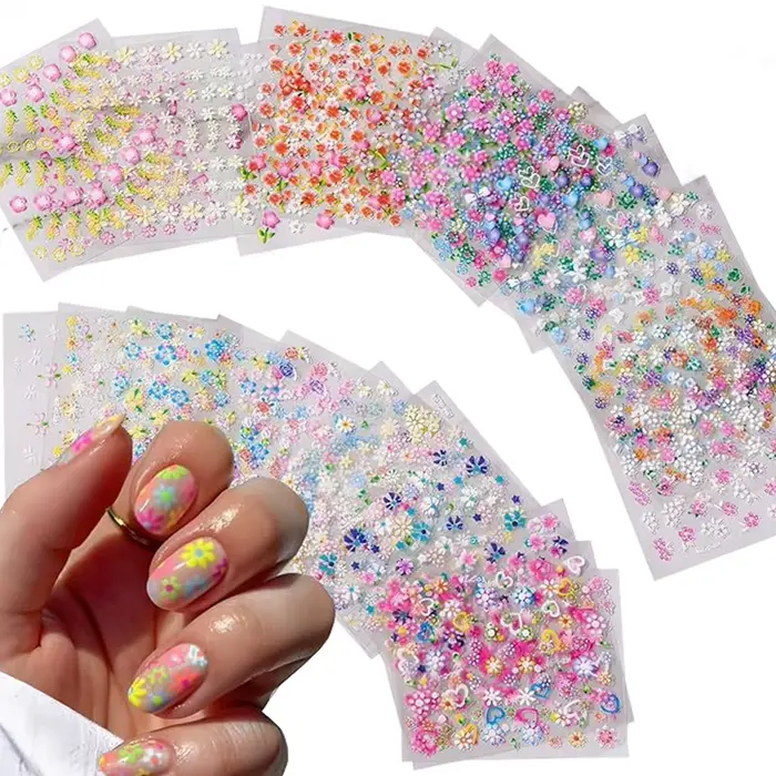 30 feuilles d'autocollants floraux pour ongles, décorations esthétiques pour nail art, autocollants 