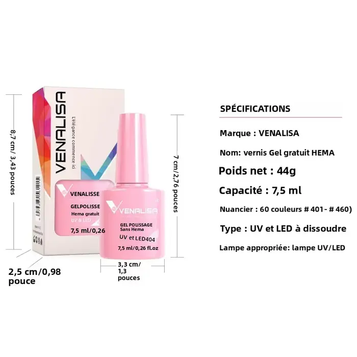 Venalisa vernis à ongles Gel 7.5ml HEMA gratuit tremper UV LED Gel