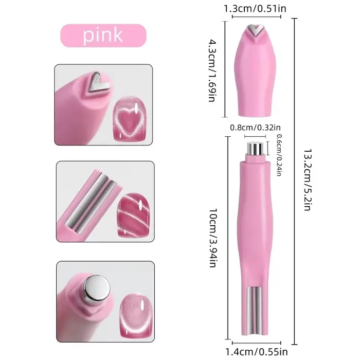 Bâton magnétique pour ongles œil de chat 3 en 1, motif serpent, cœur d'amour, œil de chat français,