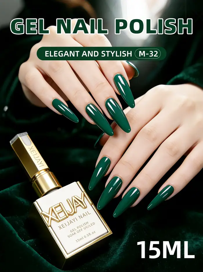 1 pièce 15 ml Gel vernis à ongles vert pur