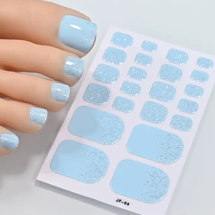 5 feuilles/110 pointes été paillettes orteil ongles autocollants couverture complète