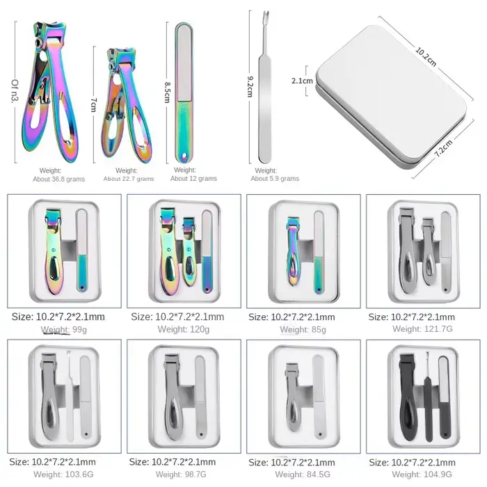 Ensemble d'outils coupe-ongles couleur titane