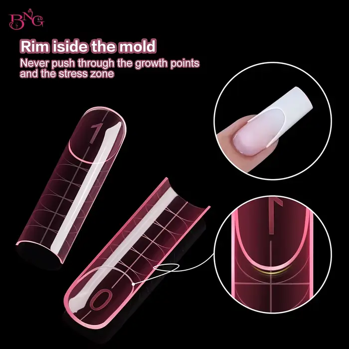BNG français ongles double formes carré amande Extension d'ongle moules rose moule de construction rapide pour manucure française 120/140 pièces