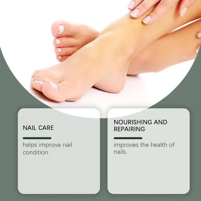 Solution de soin des ongles pour la réparation des infections fongiques et la nutrition des ongles abîmés avec des ingrédients fortifiants, utilisation à domicile