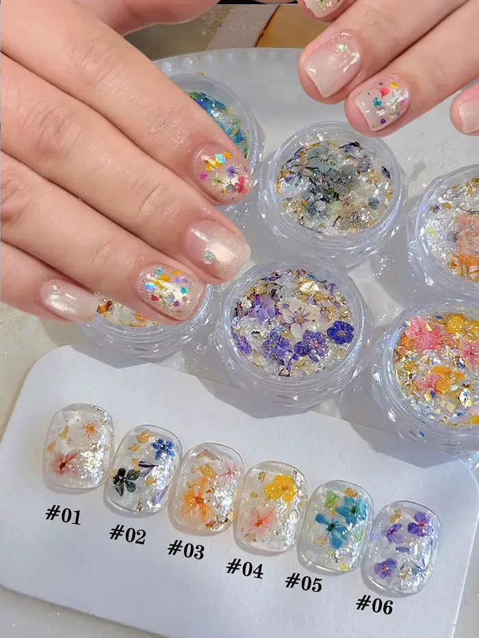 1/6 pièce de poudre à ongles Opal Flower