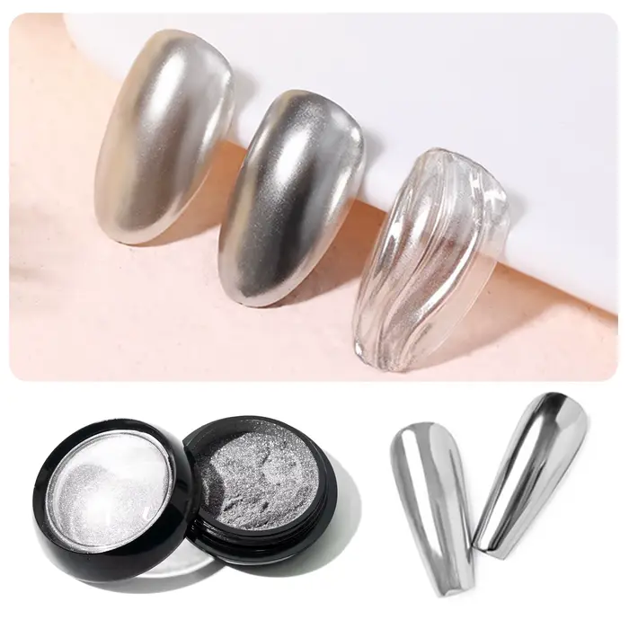 Vernis à ongles en Gel métallique, 1 pièce, paillettes métalliques, poussière à friction, Pigment br