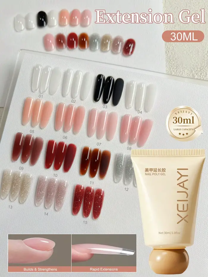 XEIJAYI 30ml Gel de construction solide 18 couleurs au choix pour le renforcement et le modelage