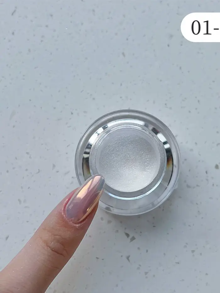 1 boîte de poudre à ongles miroir clair de lune argent paillettes fines effet métallique Pigment Gel vernis Chrome