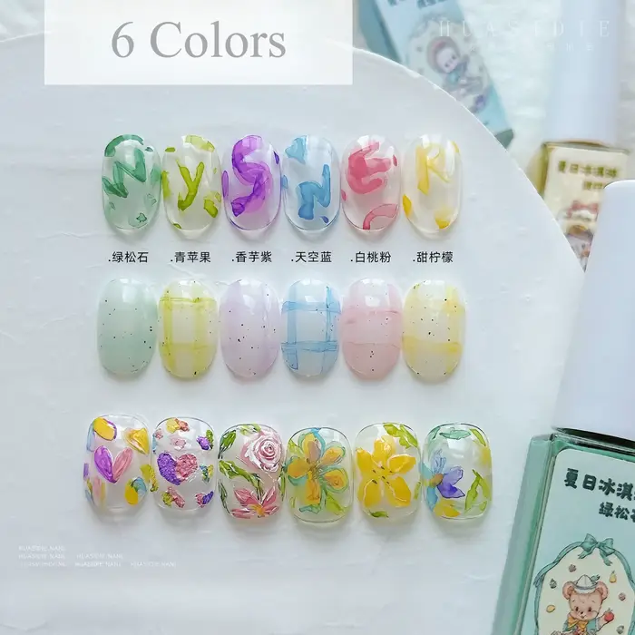 6 couleurs été crème glacée ongles dégradé fluide 6ml créatif bricolage conception