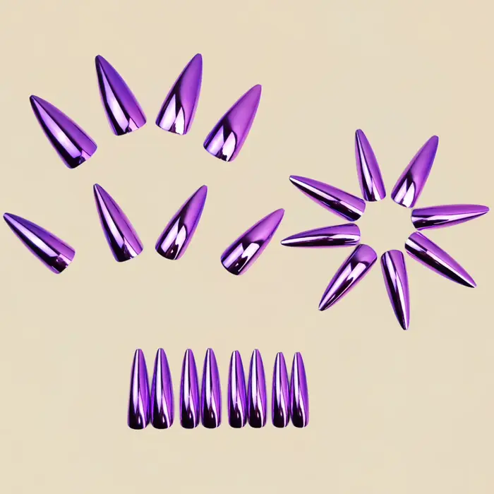 Faux ongles violets tendance pour femmes et filles