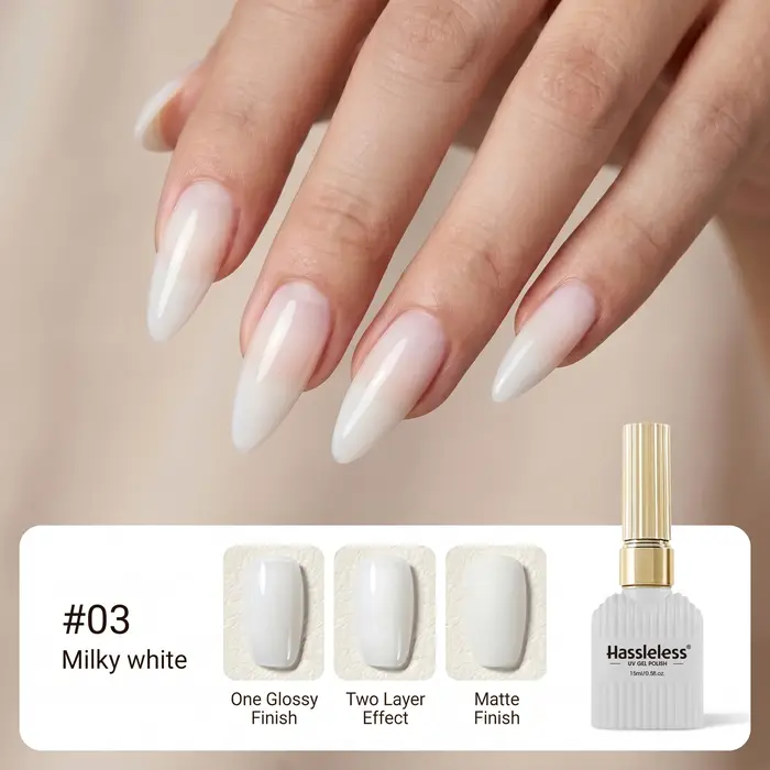 Vernis à ongles gel blanc laiteux Hassleless Sheer 15ml