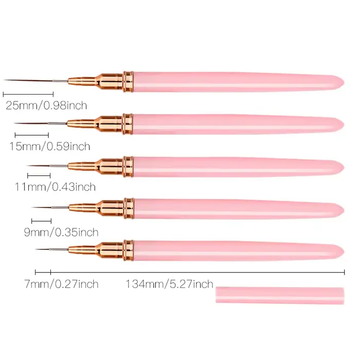 Ensemble de pinceaux pour Nail Art, 5 pièces, Kits de pinceaux pour ongles en Gel UV, ligne à rayure
