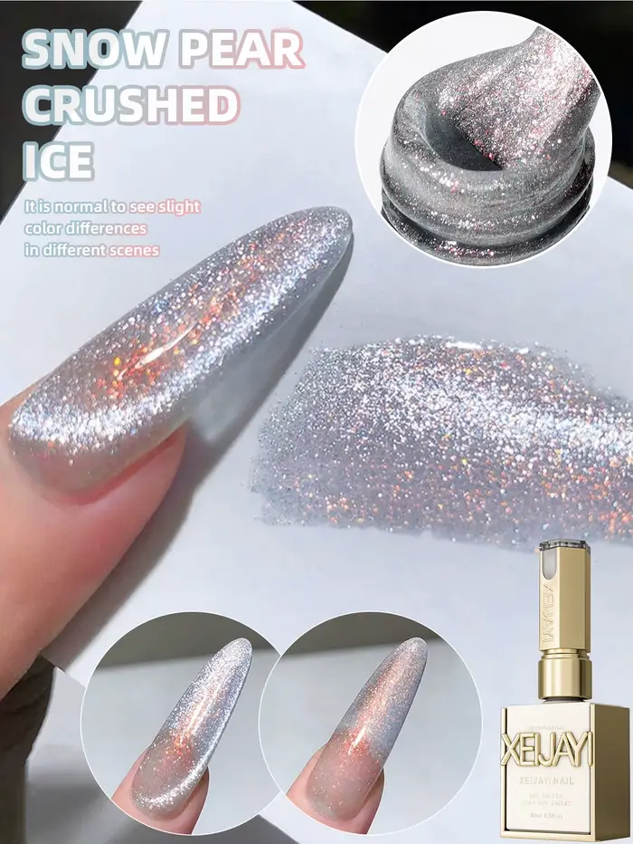 Vernis à ongles gel neige poire glace pilée, durcissement UV LED, gel d'art pour ongles à séchage ra
