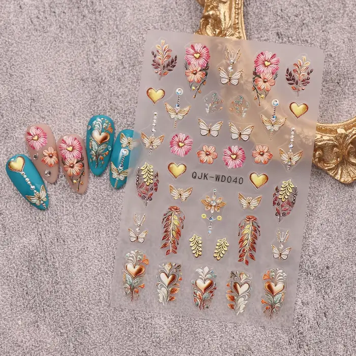 Autocollants pour nail art en relief à motif bohème