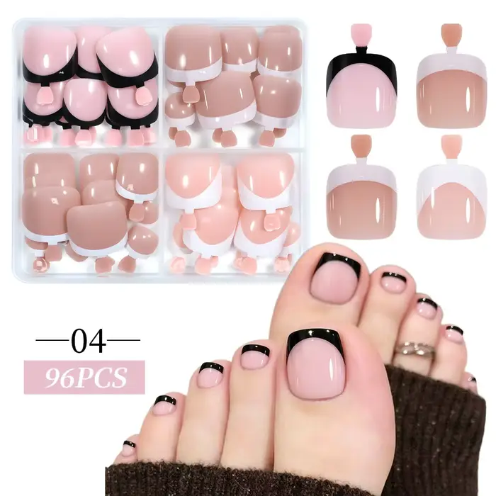 Faux ongles courts carrés pour les orteils