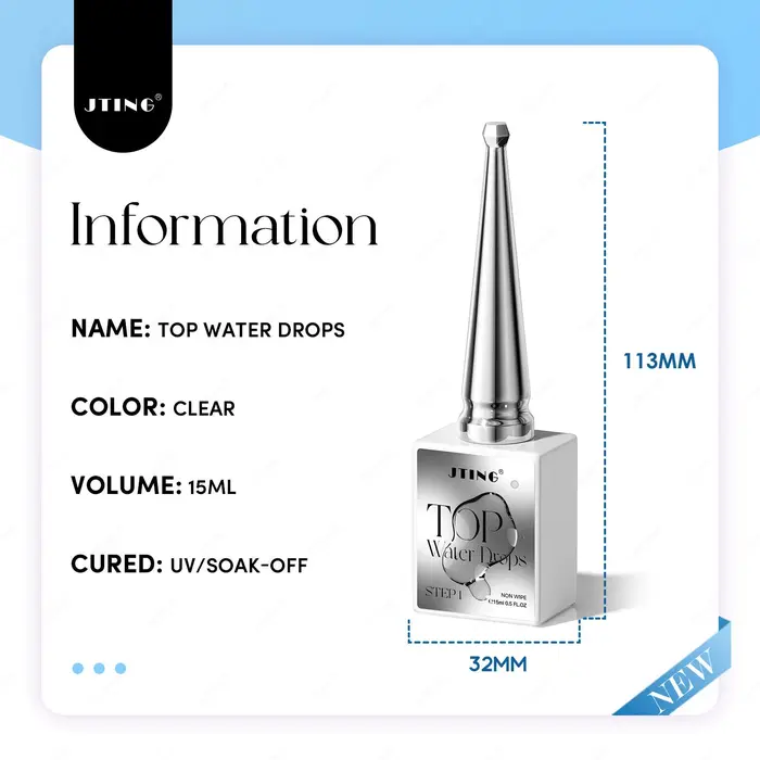 JTING 15ml Nouveau Gel Polish Transparent Effet Gouttes d'Eau Sans Résidu 3D Effet Goutte d'Eau UV L
