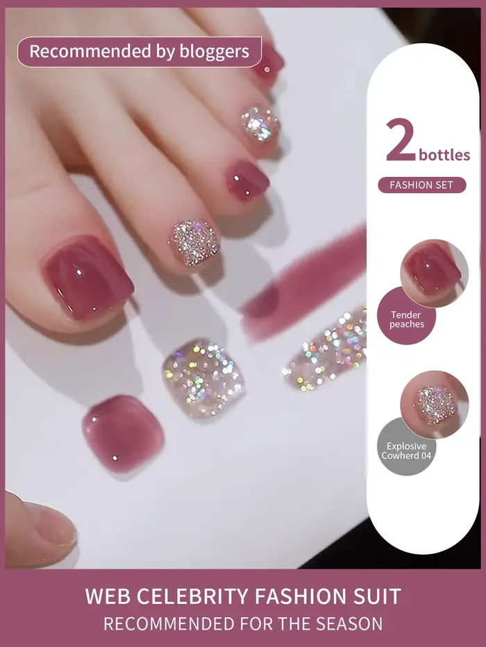 Vernis à ongles Gel pénétrant pour les pieds nus, 10ml, filet rouge prune, couleur Explosion, paille