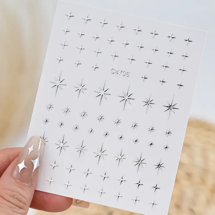 Autocollant 3D étoile noir et blanc pour Nail Art
