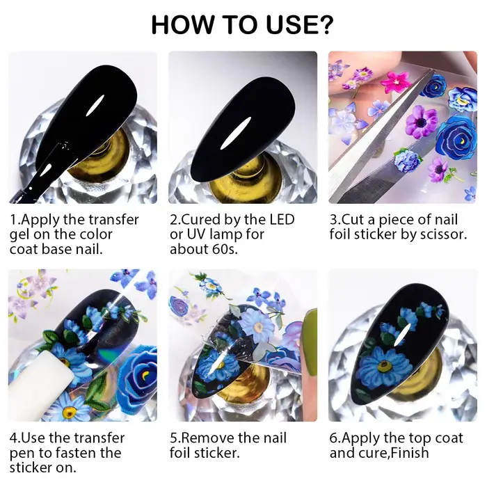 FOUR LILY 7ml Gel de vernis à ongles semi-permanent à transfert par feuille pour autocollants d'ongles