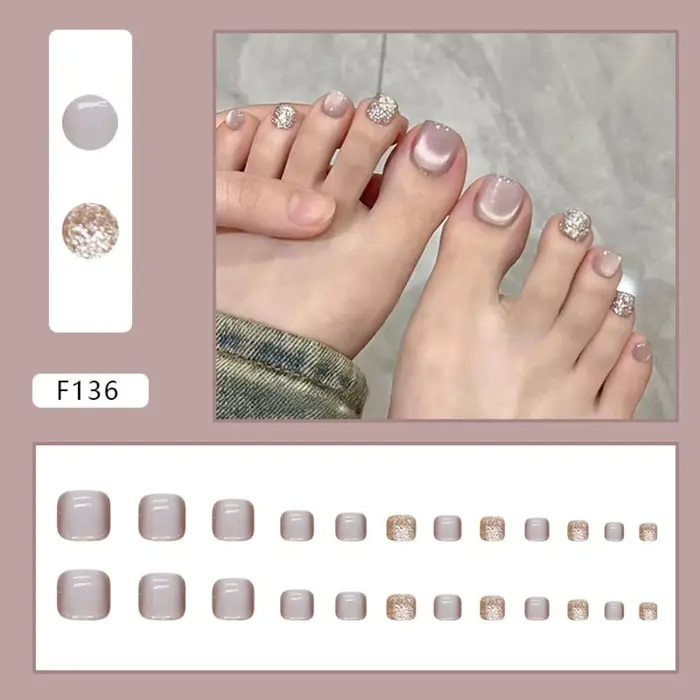 Faux ongles d'orteils courts carrés