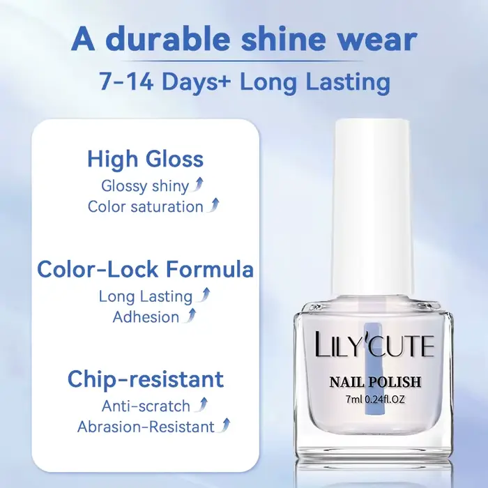 LILYCUTE 7ml vernis à ongles à base d'eau 2 en 1 clair brillant soin