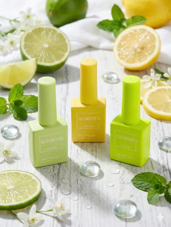Lot de 3 vernis gel 15 ml vert néon jaune