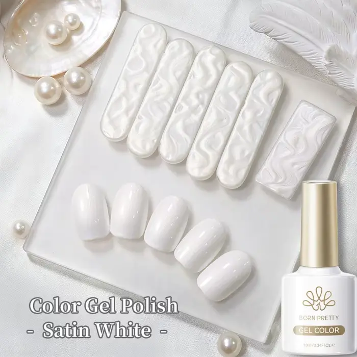 BORN PRETTY 10ml Gel Polish Effet Fil Blanc Nacré Pailleté Brillant Semi-Permanent Soak Off UV LED Vernis pour Salon de Manucure à Domicile
