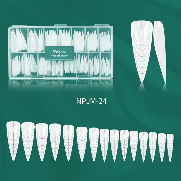 Nailpop 150 pièces ongles double forme ensemble de couverture complète effet de manucure française rapide 15 tailles