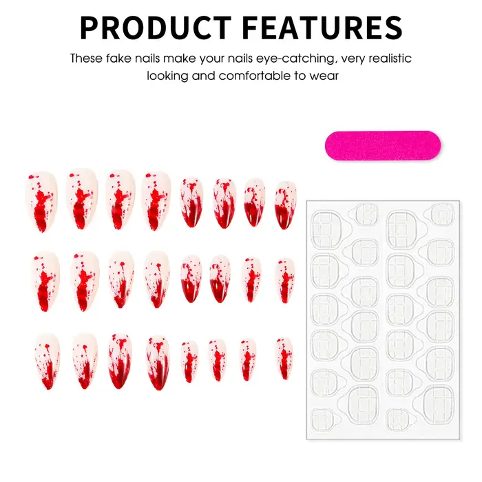 Faux ongles en forme d'amande pour Halloween