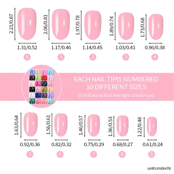 24 couleurs (288 pièces) Faux ongles courts ovales colorés