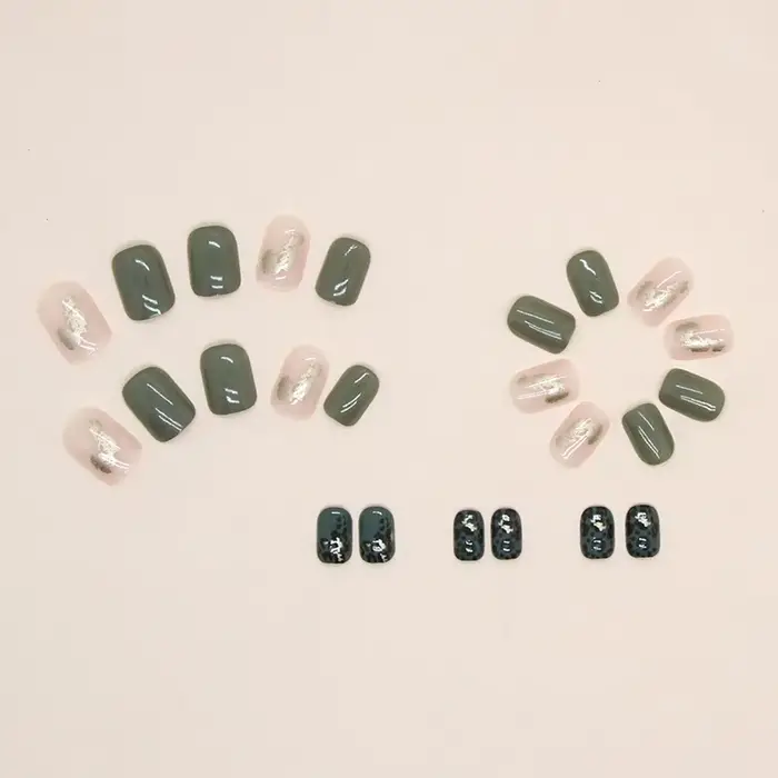 24 morceaux d'ongles courts à pression de style ins (forme carrée)