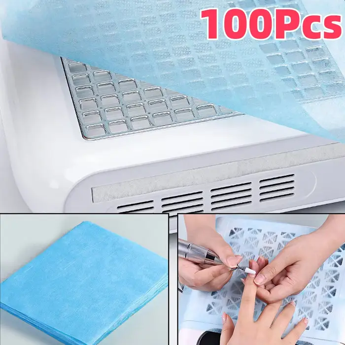 Ensemble de papier filtre collecteur pour aspirateur d'ongles, 100 pièces, 20x24cm, anti-poussière,