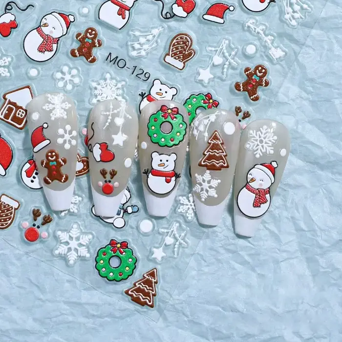Autocollants de manucure de noël mignons