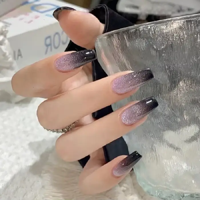 24 pièces/1 boîte galaxie Starlight oeil de chat Nail Art paillettes longues ongles de Ballet glace 