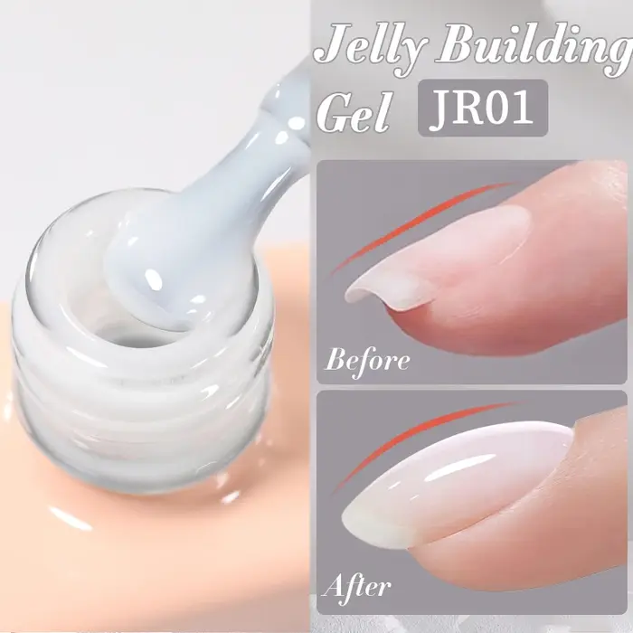 UR SUGAR Gel de construction en gelée 15ml, couleur nude blanc laiteux, pour construction et renforcement des ongles naturels, vernis à ongles LED UV à retirer par trempage