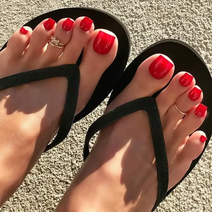 Faux Ongles de Forme Courte et Plate
